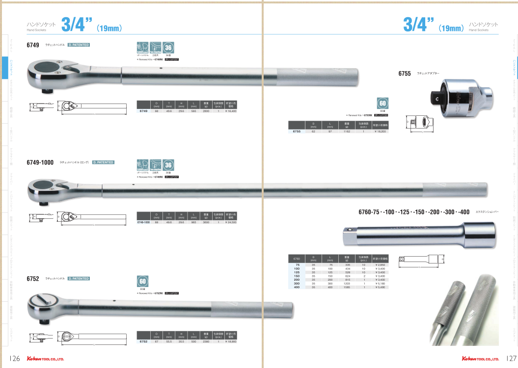 KOKEN 3/4扳手6749